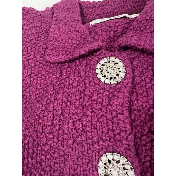 Willow Jacket Women Small Purple Pink Sweater Jeweled Buttons Blazer Cable Knit - Picture 9 of 9